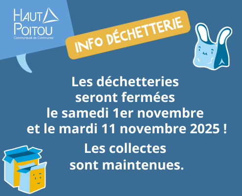 Fermeture déchetteries 1er novembre et 11 novembre 2025, collectes maintenues