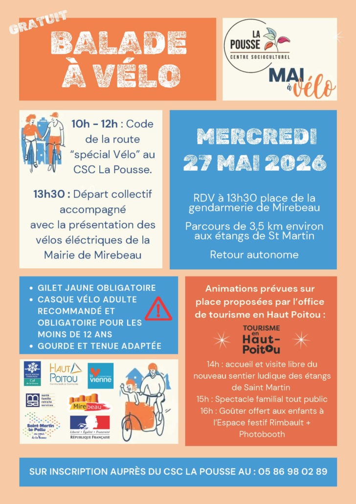 Affiche balade à vélo avec La Pousse