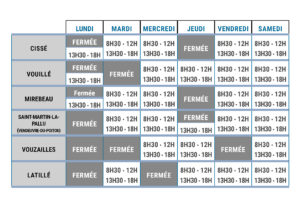 Horaires des déchetteries du 31 août au 24 octobre 2026